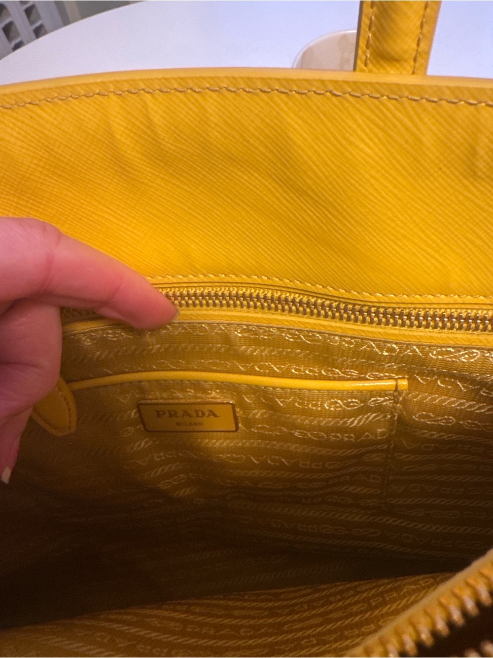 Prada BN2535 Galleria Saffiano Vernice Tote in Girasole Yellow with double COA! - Picture 9 of 16